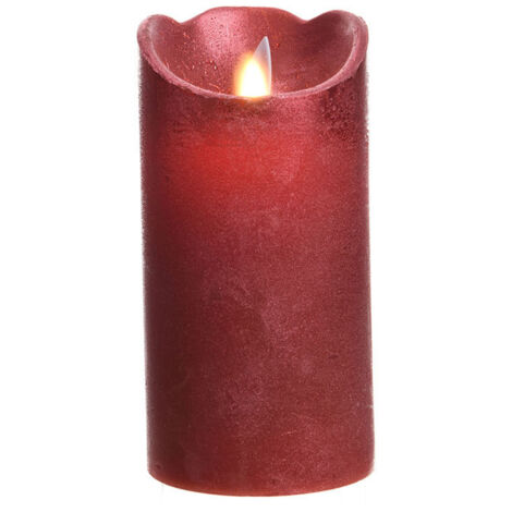 Bougie Intérieur Led ø7,5x15cm Couleur Rouge Finition Métallisée Lumière Blanche Chaud (1/2)