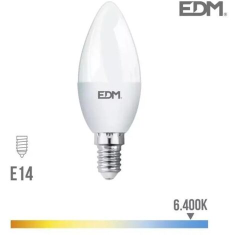 Ampoule bougie LED E14 5W 400lm 6400K Lumière froide Ø3,5x10cm (1/3)