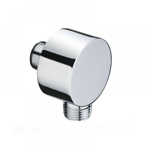 Raccord de tuyau rond - Coude de raccordement mural chromé - - En laiton - Universel - 1/2" - Raccord à sable - Raccord mural de douche pour douchette à main (1/5)
