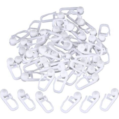 Ahlsen – Lot de 50 clips de rideau en plastique blanc – Dimensions 2,5 x 1 cm – Pour rideaux de type rail – Installation facile