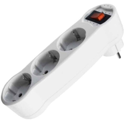 EDM – Multiprise triple 16A avec interrupteur lumineux – Longueur 4,8 cm – Prises Schuko pour connexions sécurisées – Bloc rétractable (1/3)