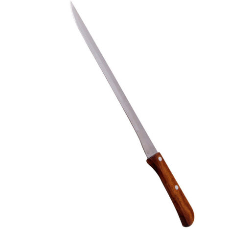 EDM – Couteau à jambon flexible 36,5 cm – Lame en acier inoxydable pour tranches fines – Poignée ergonomique en bois – Pour charcuterie