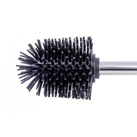 Wenko – Brosse WC en silicone antiadhésif – Tête remplaçable – Fixation murale – Couleur noire – Hauteur 35cm – Largeur 7.5cm