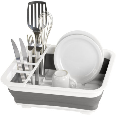 Wenko – Sèche-vaisselle pliable 36,5 x 31 x 13 cm – Capacité 7 assiettes – 4 partitions pour couverts – Plastique souple résistant aux éraflures (1/5)