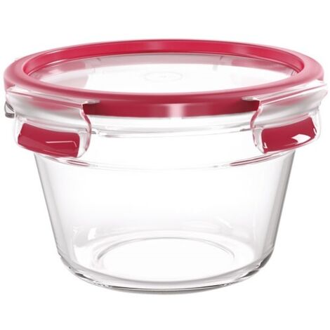MASTERSEAL FRESH VERRE, BOÎTE ALIMENTAIRE RONDE 0,9 L, CONSERVATION DES ALIMENTS, EMPILABLE, COMPATIBLE FOUR ET CONGÉLATE (1/5)
