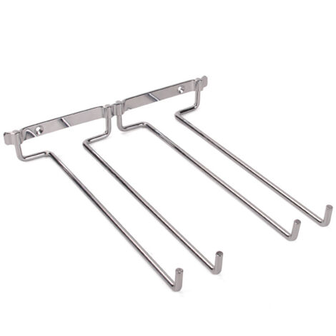 Porte-verres suspendu en fer chromé – Support mural pour 3 à 5 verres à vin – Installation simple sous étagère – Rangement élégant (1/5)