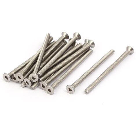 15pcs Vis à Tête Fraisée Plate à Six Pans Creux Vis à Douille Hexagonale Boulon M3x5 Acier Inox 316 Argenté (1/4)