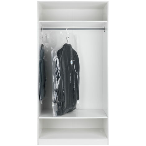 Lot de 2 housses vide d'air à suspendre L et XL, Housses sous vide, Volume gagné, Avec cintre, Idéal manteau, 70x105 cm et 70x145 cm, Transparent (1/5)