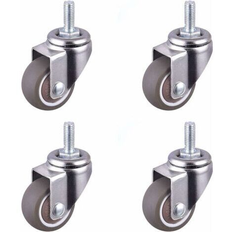 Ikodm – Roulette pivotante silencieuse 25mm – Lot de 4 roulettes en TPE – Vis filetée M6 – Pour sols durs et meubles mobiles (1/5)