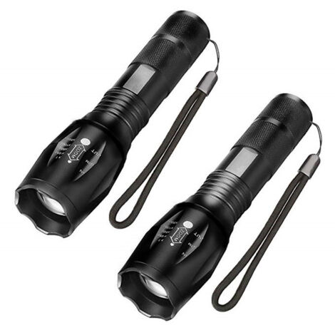 Lampe Torche LED Ultra Puissante, 1000 Lumens Lampe de Poche, Zoomable, 5 Modes D'éclairage, Antichoc Anti-dérapant pour Camping Randonnée Urgence, Lot de 2 (1/5)