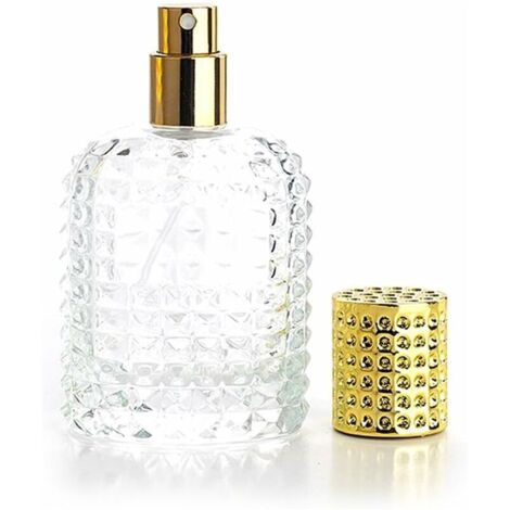 Lot de vaporisateurs vides rechargeables - 50 ml - En verre transparent - Avec entonnoir de remplissage doré (1/5)