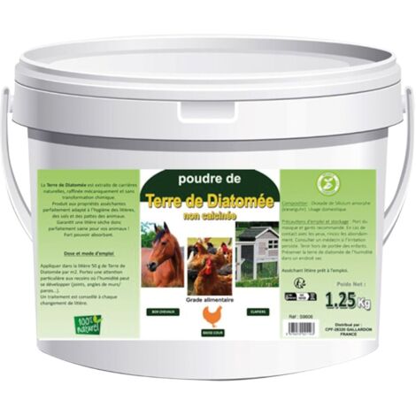 Terre de Diatomée 1,25kg – 100% naturelle – Propriétés asséchantes pour litières et sols – Idéal pour box de chevaux et basse cour – Lifland