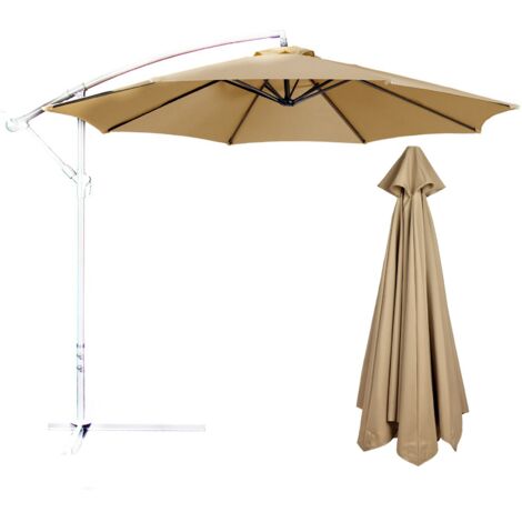 Parasol extérieur, imperméable et protégé contre les UV, canopée de remplacement pour parasol de terrasse (sans pied) marron, convient à 2,7m, 8 oses