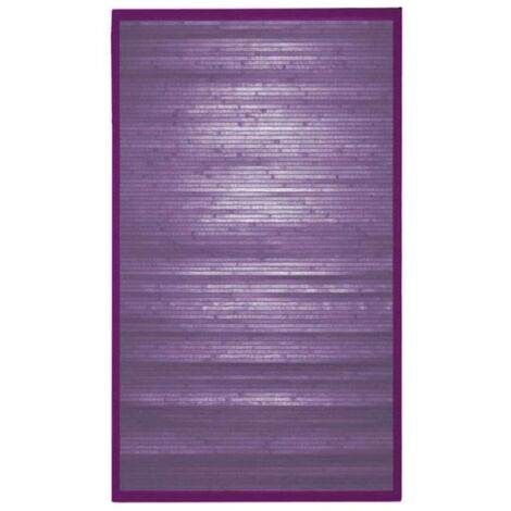 Tapis en bambou violet 70x120 – Large lattes teintées – Bordure en coton – Pour salon, chambre, salle de bain – Thedecofactory (1/4)