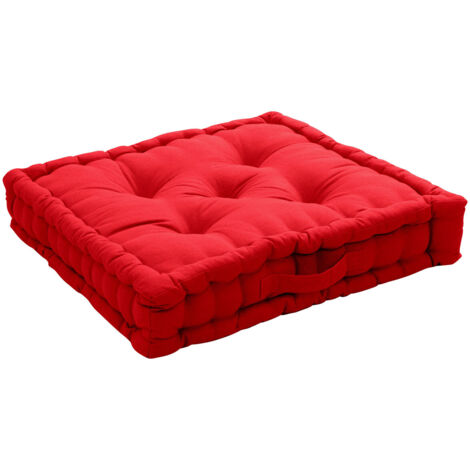 Homemaison – Coussin de sol en coton recyclé 50x50x10 cm – Épaisseur 10 cm – Poignée de transport – Certifié OEKO-TEX