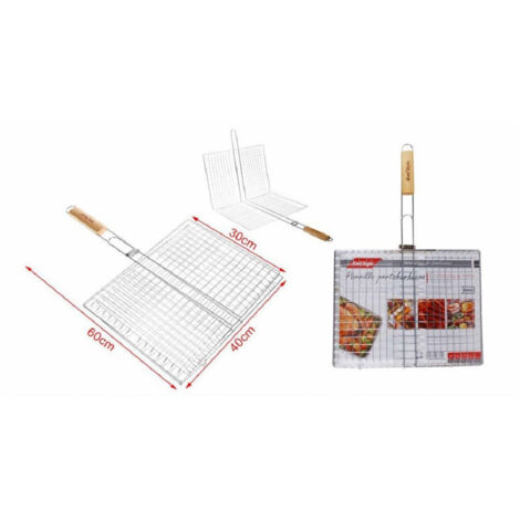 Grille De Barbecue En Double Filet 60x40x30cm Avec Poignée En Bois 2406339 (1/2)