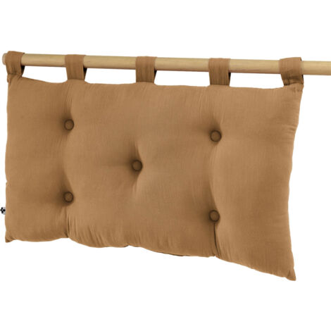 Tête de lit en double gaze de coton 50x80cm – 5 passants – Coloris camel – Confort léger et entretien facile – Style bohème vintage – L'Effet Papillon (1/5)