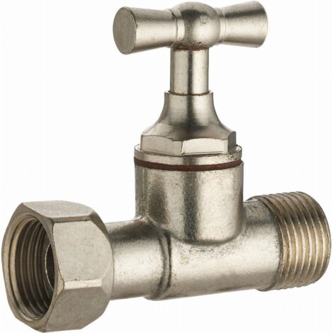 Noyon & Thiebault – Robinet d'arrêt droit à clapet pour WC – Raccord M3/8 femelle 3/8 – Installation facile – Laiton nickelé