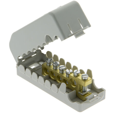 Onelec – Répartiteur de terre en laiton IPXXB – 1 entrée 35 mm² sans coupure – 4 départs 25 mm² – 1 dérivation 35 mm² – Installation facile (1/2)