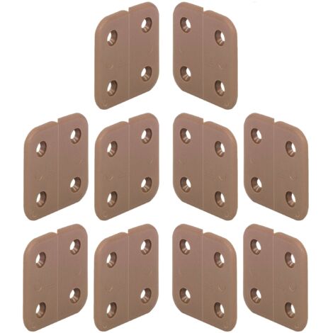 Cyclingcolors – Lot de 10 charnières sans articulation 40 x 40mm – Forme de lame arrondie – 4 trous – Plastique marron pour meubles