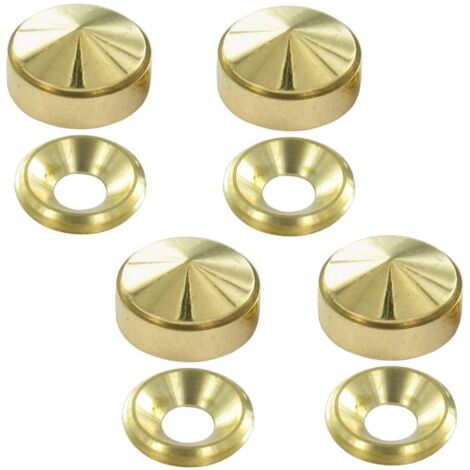 Cyclingcolors – Lot de 4 cache vis laiton 18 mm – Rosace cuvette dorée – Finition élégante pour plaques et cabinets – Pour bois dur (1/3)