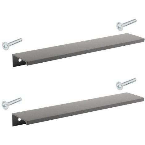 Cyclingcolors – Lot de 2 poignées de meuble métal noir mat 180mm – Entraxe 160mm – Design extra plat pour cuisine et salle de bain (1/4)