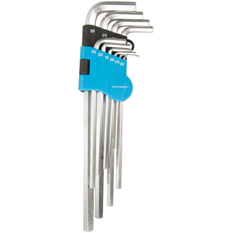 Silverline – Jeu de 10 clés mâles Allen 6 pans – Acier chrome-vanadium – Dimensions 1/16" à 3/8" – Étui de rangement pliable
