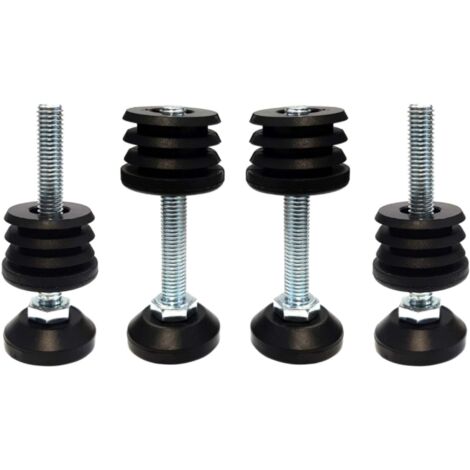 Cyclingcolors – Lot de 4 vérins de réglage avec embouts ronds Ø 35 mm – Charge max 200 kg – Acier zingué et plastique – Vis M8x40 mm