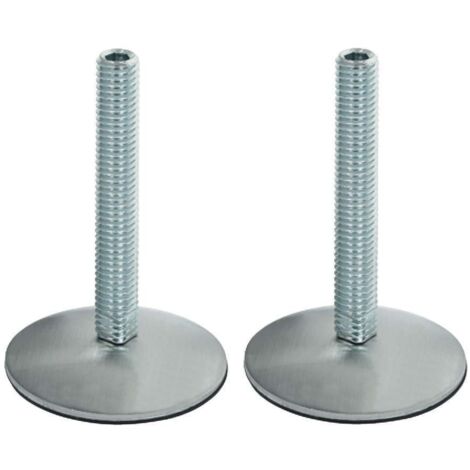 Cyclingcolors – Lot de 2 pieds réglables en acier inoxydable chromé M10 x 60 mm – Charge 100 kg – Base 50 mm – Installation rapide et facile (1/2)