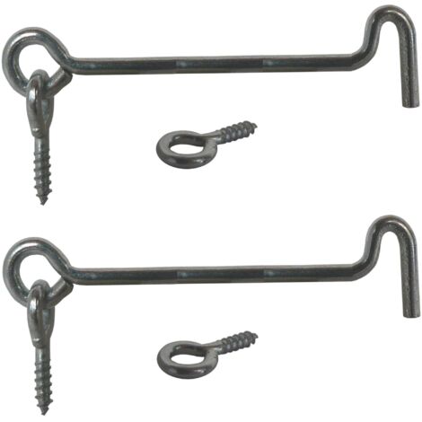 Lot de 2 crochets d'arrêt en acier argenté 2,8x40mm – Pour fermeture porte bois – Contreventement et verrouillage efficace (1/2)