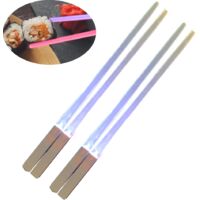 Baguettes lumineuses LED Sabre, durables, pour sushis, lames néon blanches et noires, 2 paires