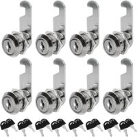 Ahlsen – Lot de 8 serrures boîte aux lettres 30mm – Alliage de zinc – 16 clés universelles – Pour tiroirs et armoires – Installation rapide