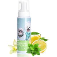 Shampoing mousse sèche pour chiens, chats et lapins, adapté aux animaux à faible résistance, lavage sans eau ni rinçage 250 ml