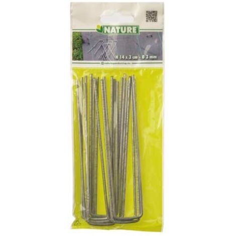 Nature – Lot de 10 agrafes métal galvanisé H 14 x 3 cm – Fixation solide pour paillage, films et géotextiles – Application facile (1/6)