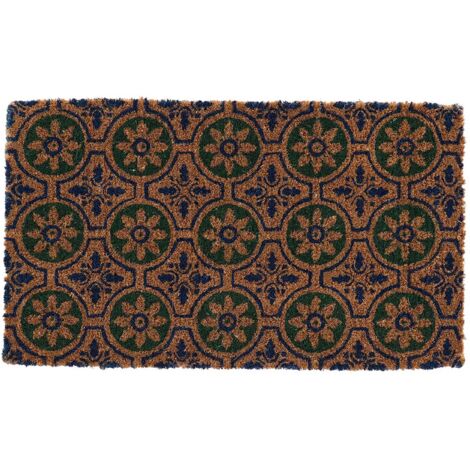 Paillasson en fibres de coco à motifs 75 x 45 cm Fleurs (1/4)