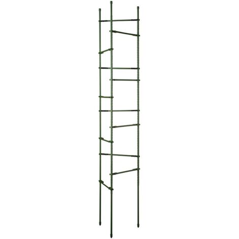 Tuteur triangulaire en acier plastifié cranté – 12 bras – Adapté aux cultures verticales – Pour carré potager et balcon – Nature