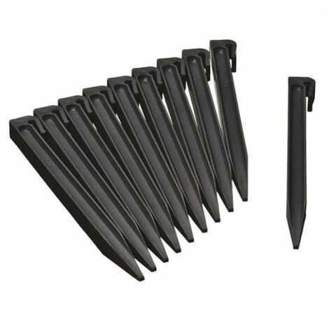 Nature – Lot de 10 ancres pour bordure de jardin en polypropylène recyclé noir – Dimensions H 19,5 cm x L 1,9 cm x P 1,8 cm – Fixation par emboîtement ou vissage