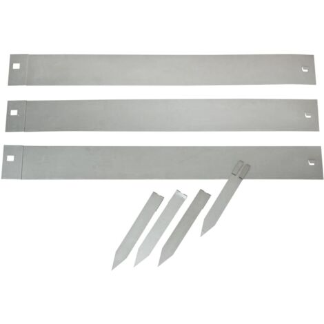 Bordure en métal acier galvanisé gris 91,4 x 10,2 cm – Résistante aux intempéries – Lot de 3 avec ancres incluses – Nature