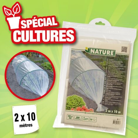 Nature – Film de forçage transparent 50µ 2x10m – Polyéthylène anti-UV – Favorise la croissance des semis – Tunnel de culture pour jeunes pousses - 50mic (1/6)