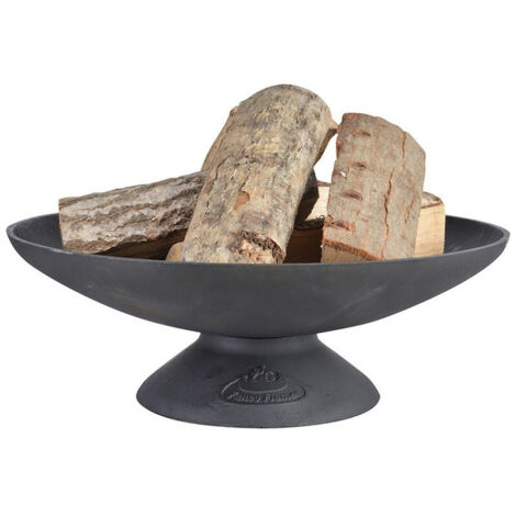 Esschert Design – Foyer brasero rond en fonte 50 cm – Hauteur 17,5 cm – Livré monté et prêt à l'emploi – Pour bûches de bois dur
