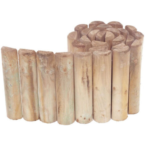 Bordure demi rondin enroulée en bois traité SILOUX - H30 x L200 cm