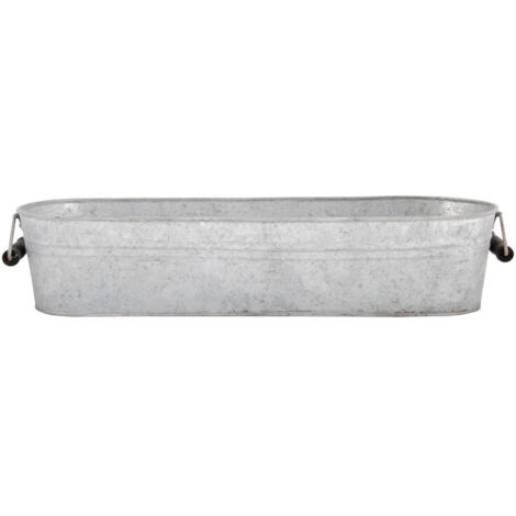 Esschert Design – Jardinière ovale en zinc 58,5 x 17,3 x 11,9 cm – Volume 8,1 L – Couleur gris – Pour plantations fleurs et herbes aromatiques (1/2)