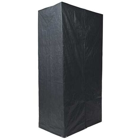 Housse de protection barbecue en plastique PE 100g/m² – Dimensions H253 x L128 x P80 cm – Fermeture zip et cordon de serrage – Nature (1/5)