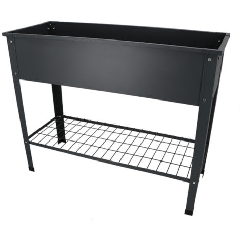 Esschert Design – Carré potager sur pied en métal anthracite 100,5 x 40,5 x 80,5 cm – Capacité 80 L – Charge max 40 kg – Design moderne pour jardin urbain