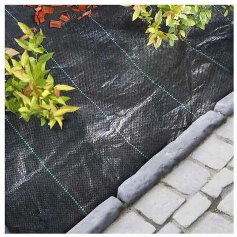 Nature – Toile de paillage en polypropylène tissé noir 100g/m² – Dimensions 1m x 10m – Contrôle des mauvaises herbes et maintien de l'humidité