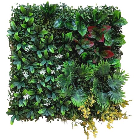 12er-Pack künstliche Pflanzenwände, 50 x 50 cm, UV-beständige Kunstpflanzen, Rasenwand zur Wanddekoration, realistische Pflanzenpaneele mit Blättern, Sichtschutz für Balkon und Garten (1/5)