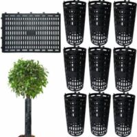 Robustes Baumschutzgitter – Flexibles, verstellbares Kunststoff-Schutzsystem – Netzabdeckung und Schutzkäfig gegen Verbiss, Mähschäden, Sonnenbrand und Nagetiere – Für Sämlinge/Jungbäume, 10 Stück