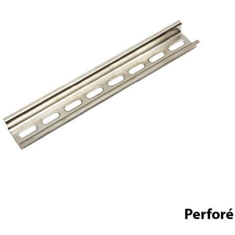 Rail DIN 35x7.5mm pour coffret électrique – Acier galvanisé – Version perforée pour montage rapide – Alimentation tableau électrique – IMO