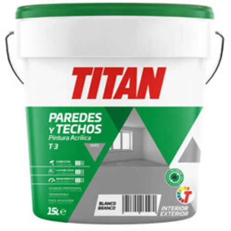 Pintura plástica acrílica estirenada interior / exterior, t-3 blanco mate, 15 l
