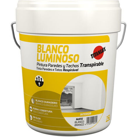 Pintura plástica acrílica estirenada interior, blanco mate, 15 l